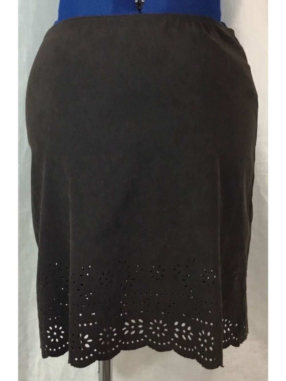 Boho Chic Skirt Womens S Brown Suede Eyelet Hem Cottage Core Pencil Y2K Vintage - Picture 5 of 12